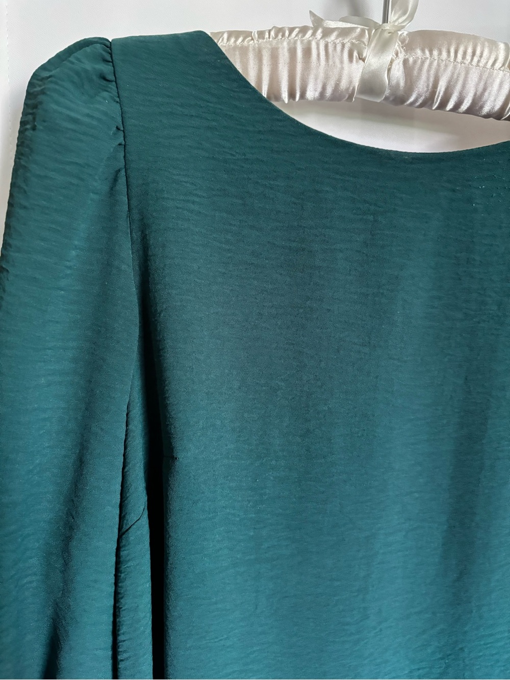 DKNY Emerald Green Long-Sleeve Ruffle-Hem Dress - Picture 3 of 3